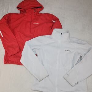 Columbia 3 in 1 Jacket Womens Medium Red White Fleece Winter Snowboarding Skiing